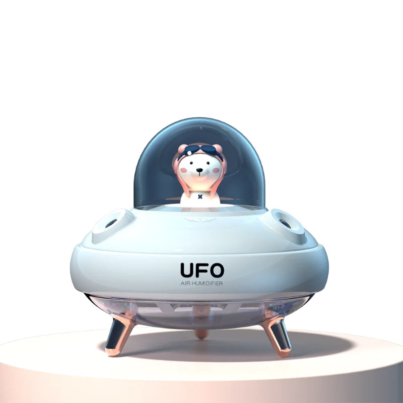 Dual Nozzles Wireless UFO Humidifier Desktop Air Humidifier Cute Planet Bear LED Light Ultrasonic Aroma Essential Oil Diffuser